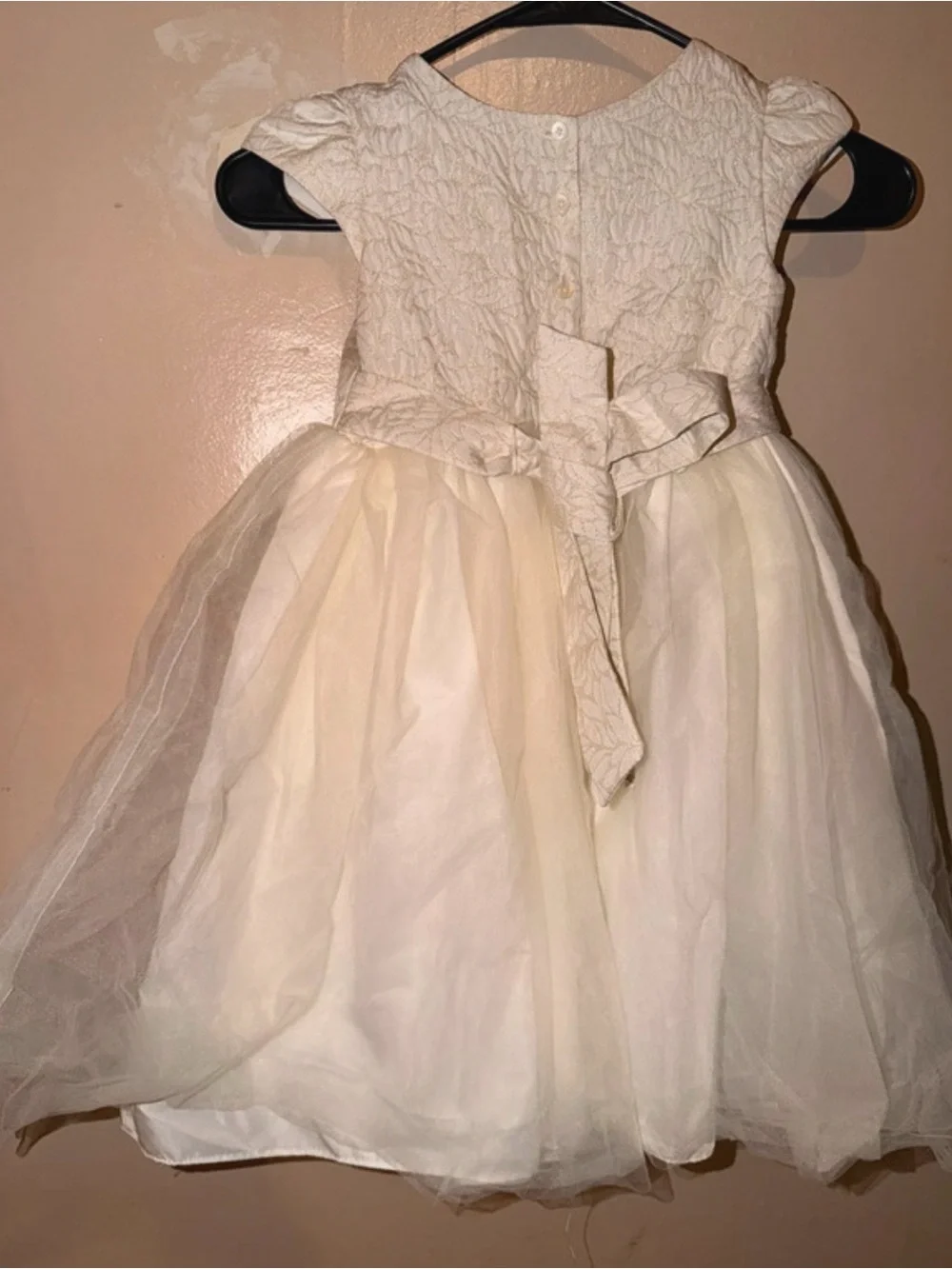 Pippa & Julie Ivory Tulle Party Dress with Gold Floral Belt